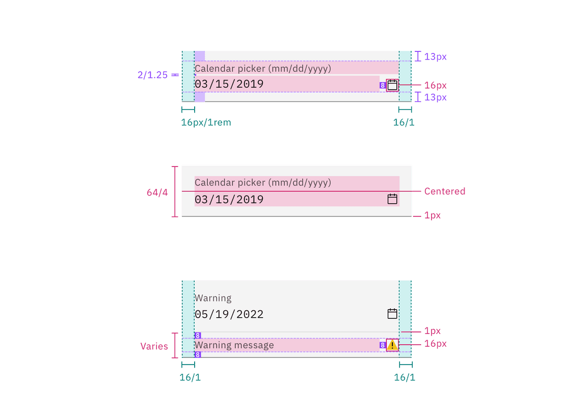 Structure for date picker inputs